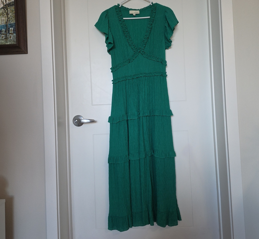 Pinch Emerald Green Ruffle Tiered Maxi Dress